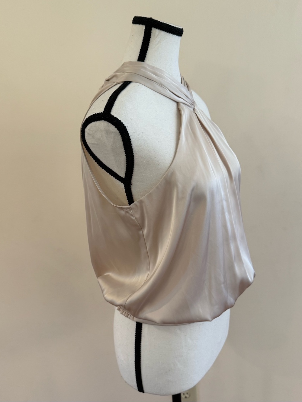 Express Sleeveless Halter Neck Satin Top in Taupe size small - Picture 5 of 6